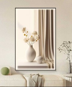 Black Frame 80*120 Cm Vase Flower Crytsall Porsalein Painting 
